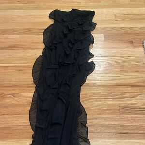 Oh Polly Black Ruffle Dress Strapless
